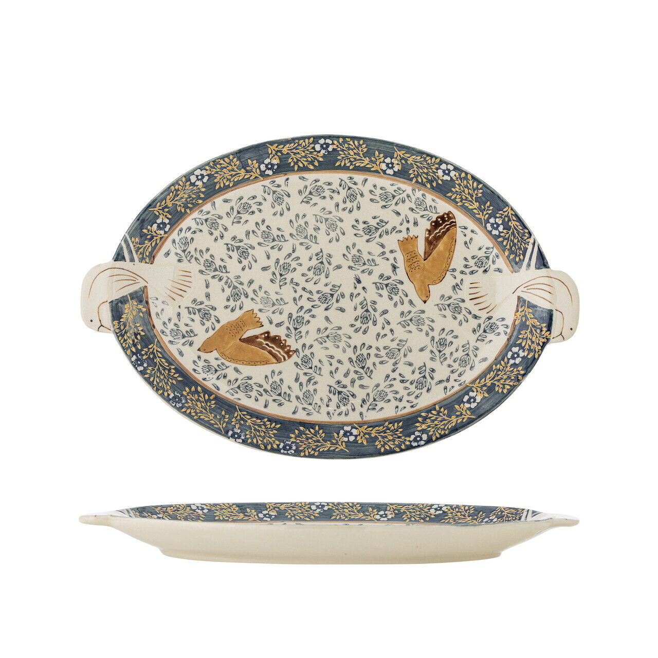 Platou pentru servire, Bloomingville, Hezha, 34x25x3.5 cm, ceramica, albastru - imagine 6
